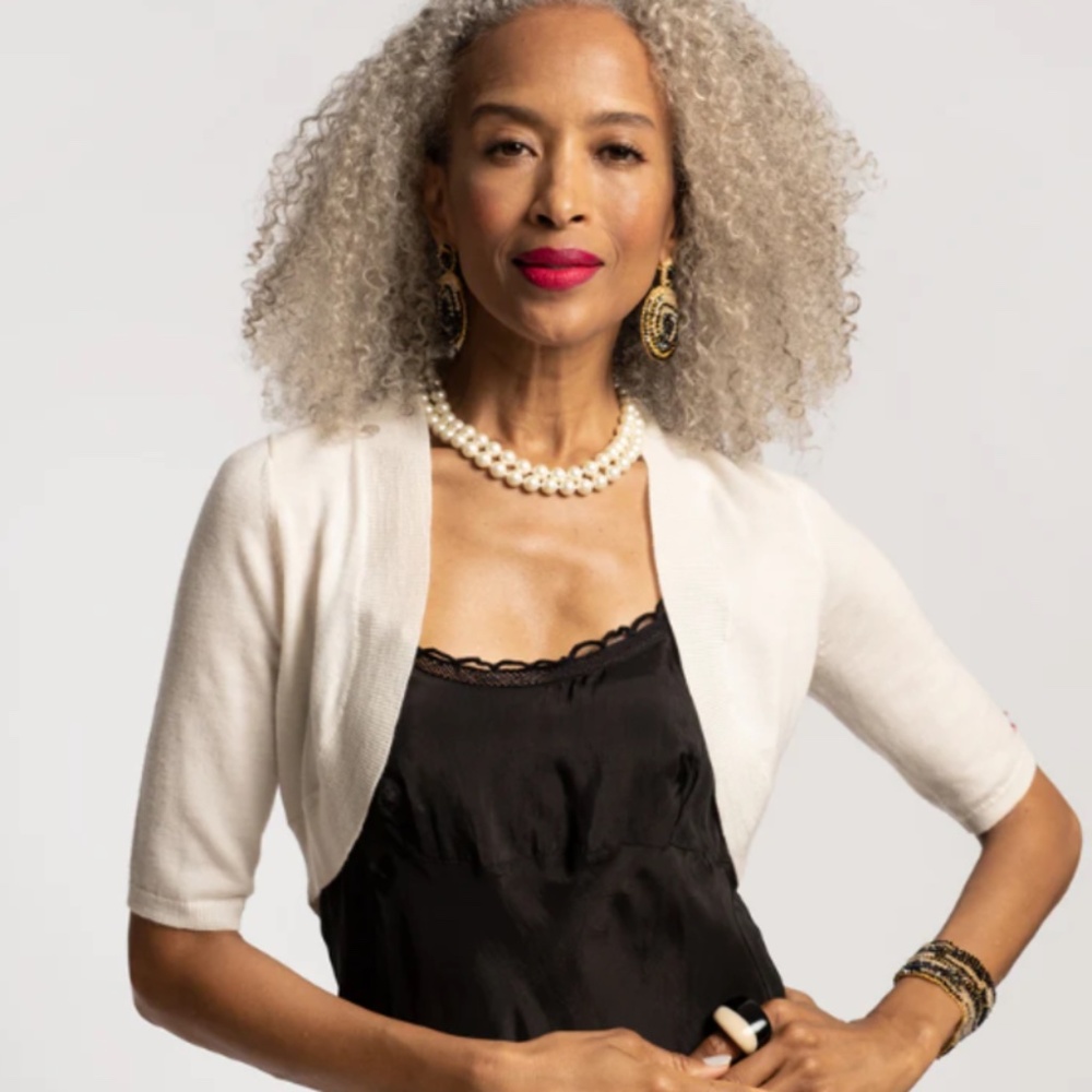 Frances Valentine Cream Short Sleeve Bolero Sweater